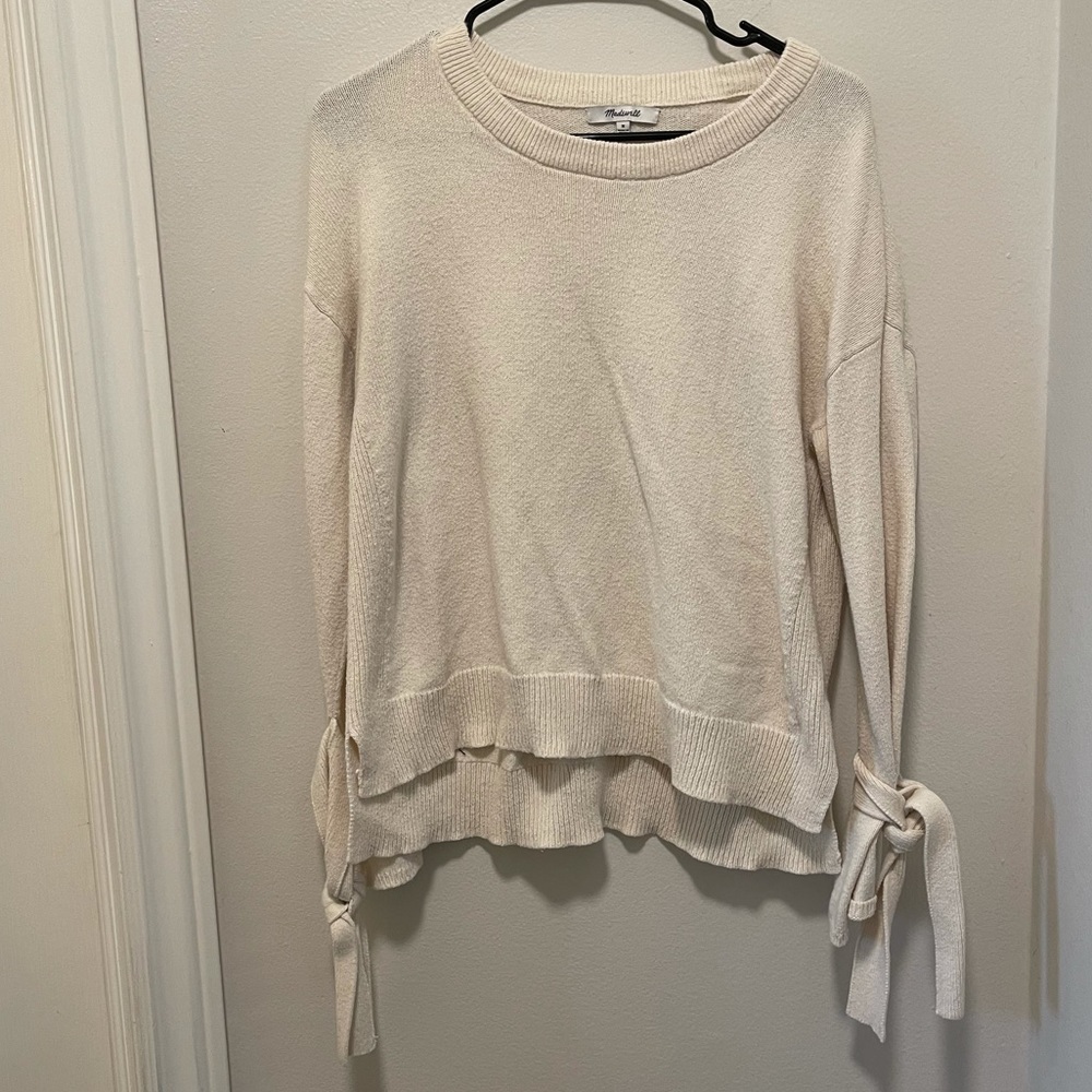 Cream Sweater with Tie Sleeves - Madewell